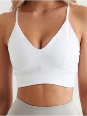 Alphalete Logo Sports Bra- White